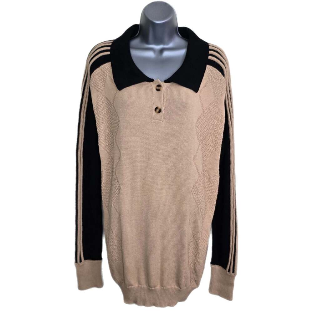 Cider Oversized Colorblock Knit Long Sleeve Polo Sweater Size S NWT New